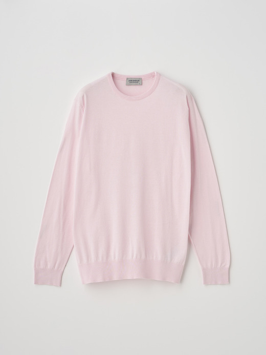 クルーネック長袖コットンニットプルオーバー | DAVID | 30G MODERN FIT 詳細画像 SOFT PINK 2