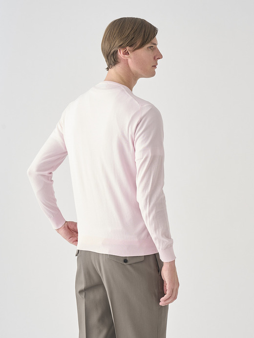 クルーネック長袖コットンニットプルオーバー | DAVID | 30G MODERN FIT 詳細画像 SOFT PINK 6