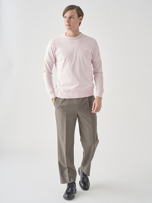 クルーネック長袖コットンニットプルオーバー | DAVID | 30G MODERN FIT 詳細画像 SOFT PINK 9