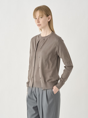 クルーネック長袖コットンニットカーディガン | ELINOR | 30G MODERN FIT