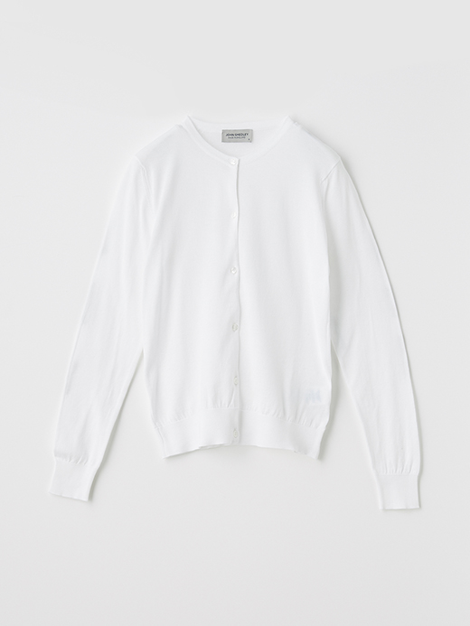 クルーネック長袖コットンニットカーディガン | ELINOR | 30G MODERN FIT 詳細画像 WHITE 1