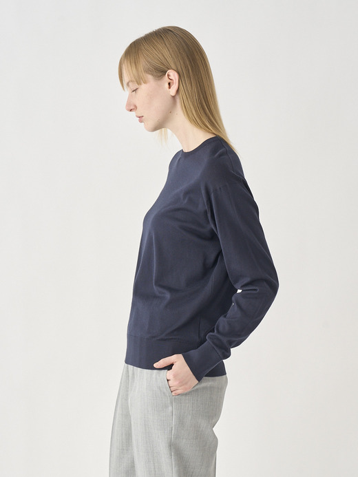 クルーネック長袖コットンニットプルオーバー | EMMA | 30G COMMON FIT 詳細画像 NAVY 3