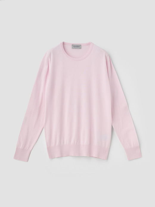 クルーネック長袖コットンニットプルオーバー | EVONNE | 30G MODERN FIT 詳細画像 SOFT PINK 2