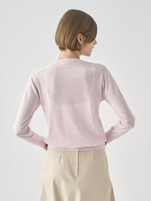 クルーネック長袖コットンニットプルオーバー | EVONNE | 30G MODERN FIT 詳細画像 SOFT PINK 5