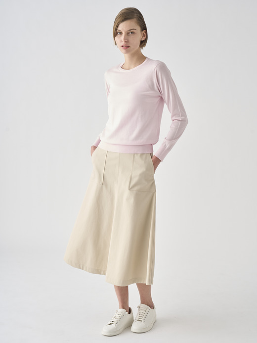 クルーネック長袖コットンニットプルオーバー | EVONNE | 30G MODERN FIT 詳細画像 SOFT PINK 6