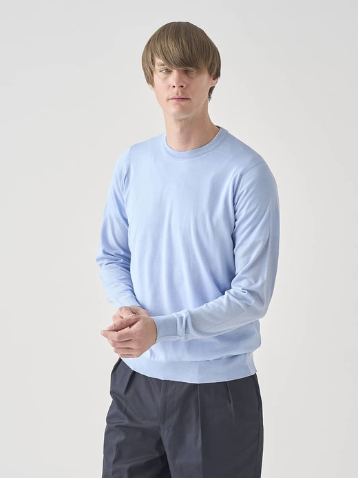 ［LUXURY FIBRES］コットンカシミヤ長袖ニットプルオーバー | FARR | 30G EASY FIT 詳細画像 CLEAR BLUE 4