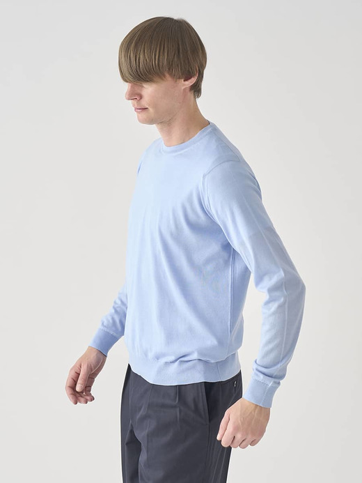 ［LUXURY FIBRES］コットンカシミヤ長袖ニットプルオーバー | FARR | 30G EASY FIT 詳細画像 CLEAR BLUE 5