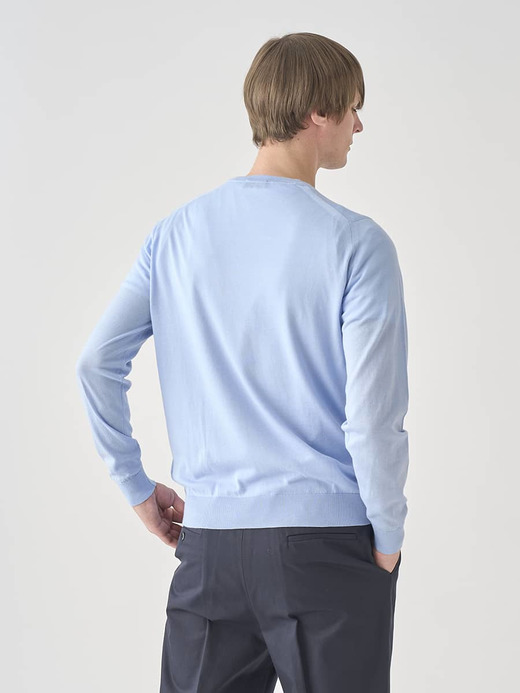 ［LUXURY FIBRES］コットンカシミヤ長袖ニットプルオーバー | FARR | 30G EASY FIT 詳細画像 CLEAR BLUE 7