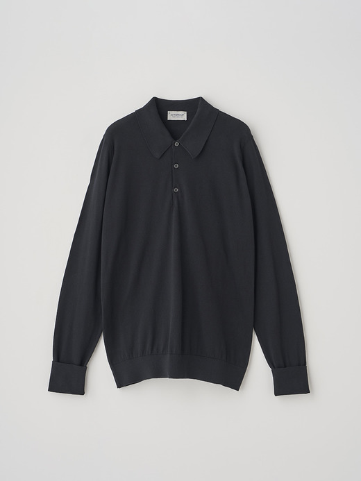 長袖コットンニットクラシックポロシャツ | FINCHLEY | 30G EASY FIT 詳細画像 BLACK 2