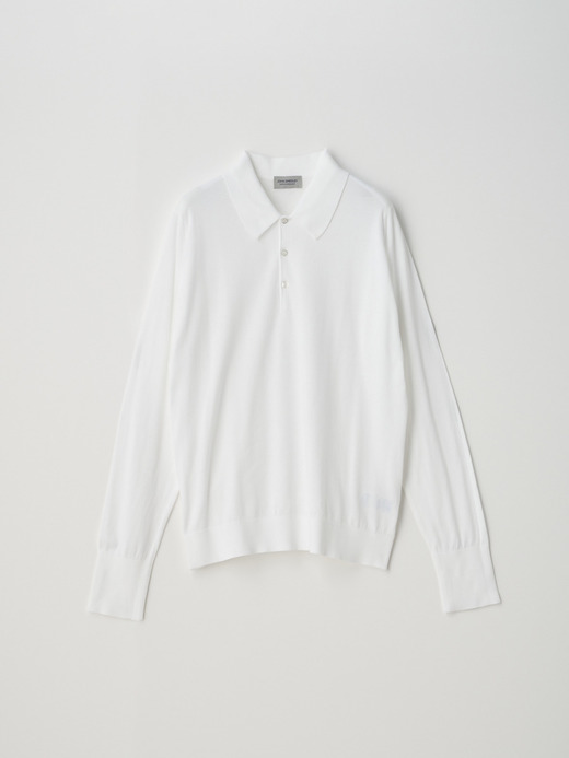 長袖コットンニットクラシックポロシャツ | FINCHLEY | 30G EASY FIT 詳細画像 WHITE 1