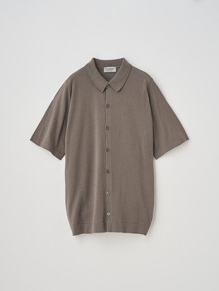 ウェルトヘム半袖コットンニットシャツカーディガン | FOLKE | 30G EASY FIT