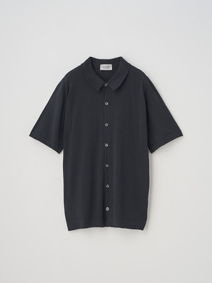 ウェルトヘム半袖コットンニットシャツカーディガン | FOLKE | 30G EASY FIT