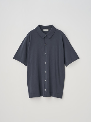 ウェルトヘム半袖コットンニットシャツカーディガン | FOLKE | 30G EASY FIT