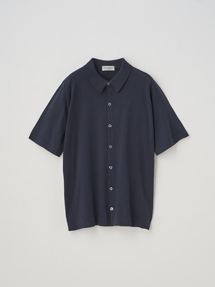 ウェルトヘム半袖コットンニットシャツカーディガン | FOLKE | 30G EASY FIT