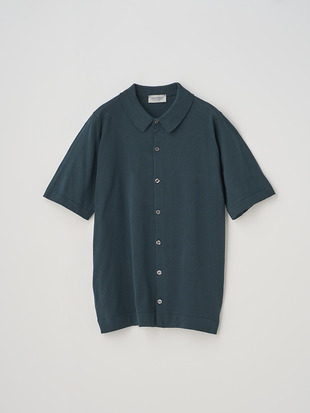 ウェルトヘム半袖コットンニットシャツカーディガン | FOLKE | 30G EASY FIT