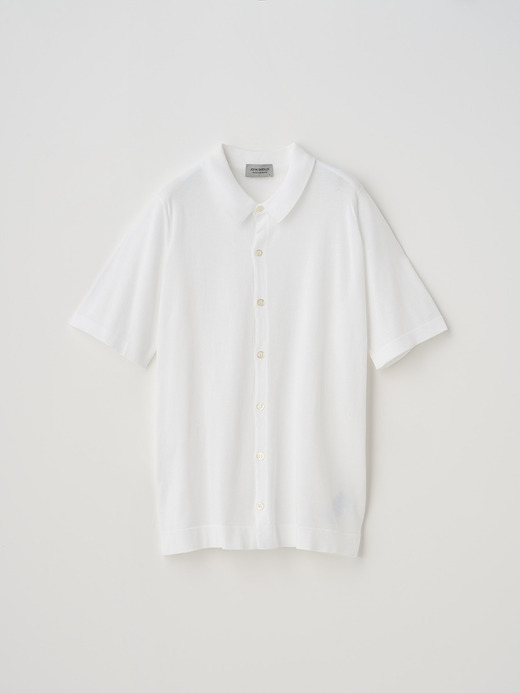 ウェルトヘム半袖コットンニットシャツカーディガン | FOLKE | 30G EASY FIT 詳細画像 WHITE 1