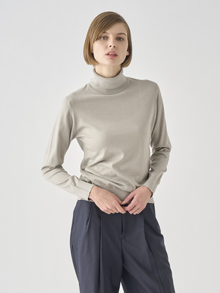 タートルネック長袖コットンニットプルオーバー | FRANCES | 30G MODERN FIT