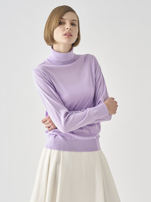 タートルネック長袖コットンニットプルオーバー | FRANCES | 30G MODERN FIT 詳細画像 LILAC BREEZE 1