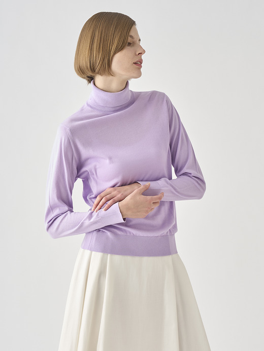 タートルネック長袖コットンニットプルオーバー | FRANCES | 30G MODERN FIT 詳細画像 LILAC BREEZE 7