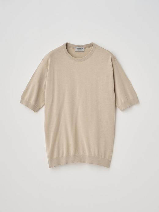 クルーネック半袖コットンニットＴシャツ | KIELL | 30G MODERN FIT 詳細画像 ALMOND 1