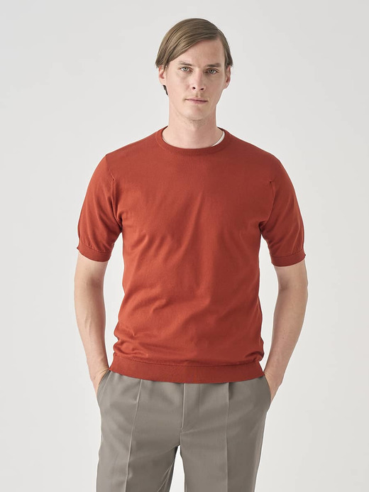 クルーネック半袖コットンニットＴシャツ | KIELL | 30G MODERN FIT 詳細画像 BAKED RED 3