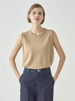 ［LUXURY FIBRES］カシミヤシルクノースリーブニットプルオーバー | MIRA | 30G