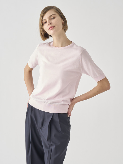 半袖コットンニットプルオーバー | NELL | 30G MODERN FIT 詳細画像 SOFT PINK 1