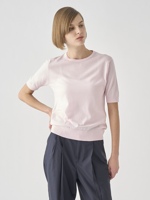 半袖コットンニットプルオーバー | NELL | 30G MODERN FIT 詳細画像 SOFT PINK 3