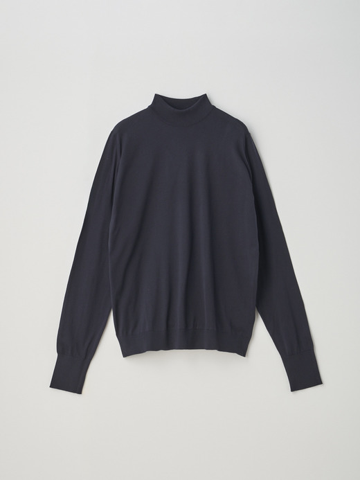 長袖モックネックコットンニットクラシックプルオーバー | OAKDALE | 30G EASY FIT 詳細画像 NAVY 1