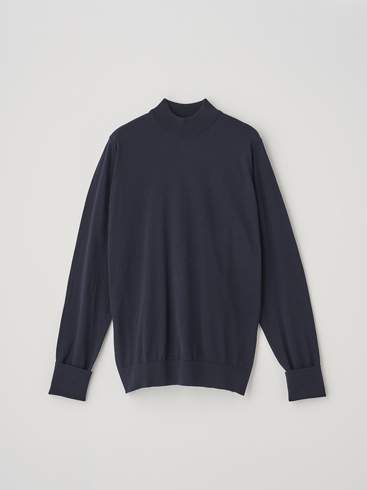 長袖モックネックコットンニットクラシックプルオーバー | OAKDALE | 30G EASY FIT 詳細画像 NAVY 2