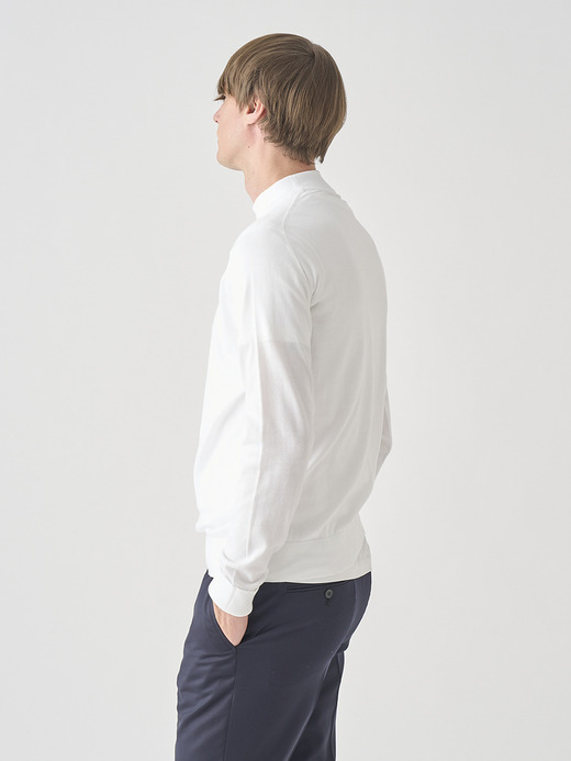 長袖モックネックコットンニットクラシックプルオーバー | OAKDALE | 30G EASY FIT 詳細画像 WHITE 6