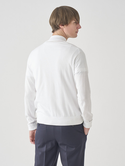 長袖モックネックコットンニットクラシックプルオーバー | OAKDALE | 30G EASY FIT 詳細画像 WHITE 7