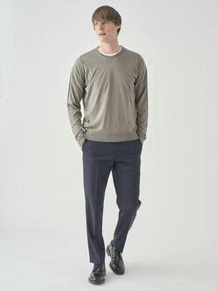 ［LUXURY FIBRES］カシミヤシルククルーネック長袖ニットプルオーバー | PAXEN | 30G EASY FIT