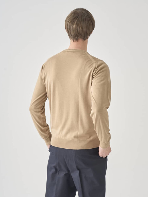 ［LUXURY FIBRES］カシミヤシルククルーネック長袖ニットプルオーバー | PAXEN | 30G EASY FIT 詳細画像 CAMEL 8