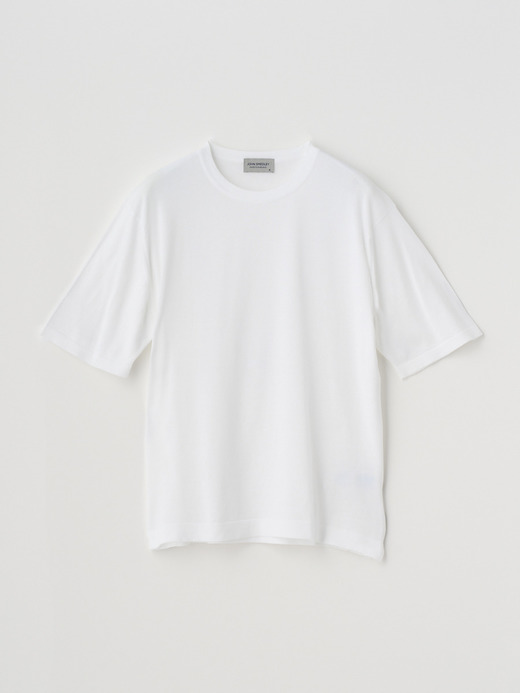 ウェルトヘム半袖コットンニットＴシャツ | S4676 | 30G 詳細画像 WHITE 1