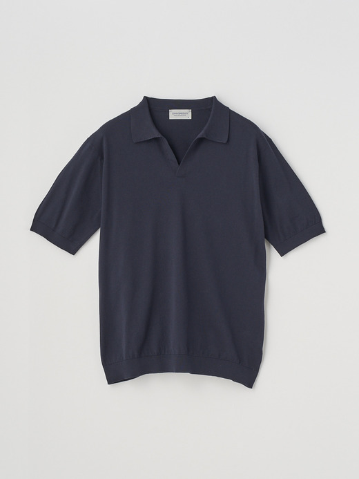 スキッパーネック半袖コットンニットプルオーバー | SYRES | 30G MODERN FIT 詳細画像 NAVY 1