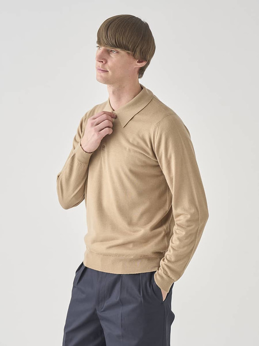 ［LUXURY FIBRES］カシミヤシルク長袖ニットポロシャツ | TOBY | 30G EASY FIT 詳細画像 CAMEL 4