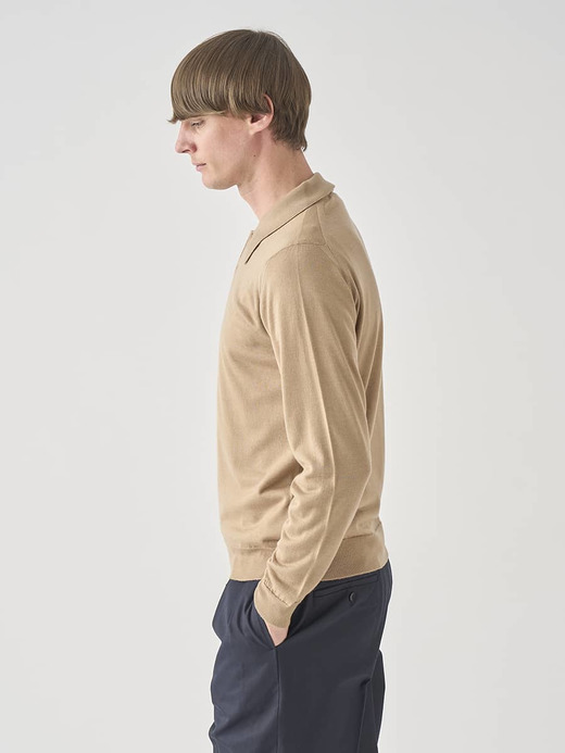 ［LUXURY FIBRES］カシミヤシルク長袖ニットポロシャツ | TOBY | 30G EASY FIT 詳細画像 CAMEL 5