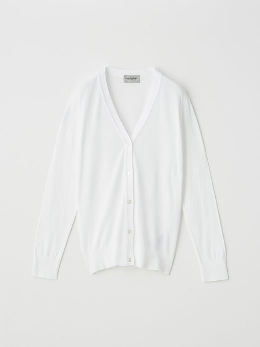 Ｖネック長袖コットンニットカーディガン | YASMIN | 30G MODERN FIT 詳細画像 WHITE 1